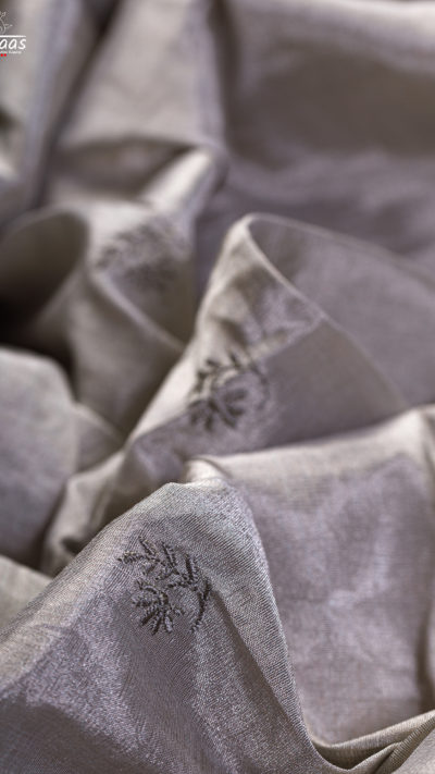 Phool Patti Silver Zari Silk Dupatta