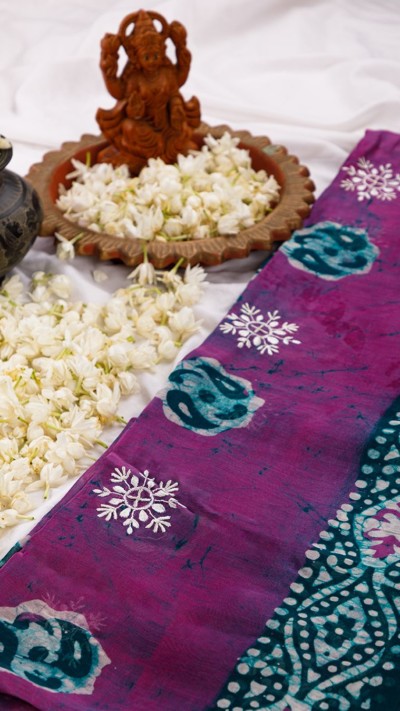 Batik Chikankari Fusion Saree